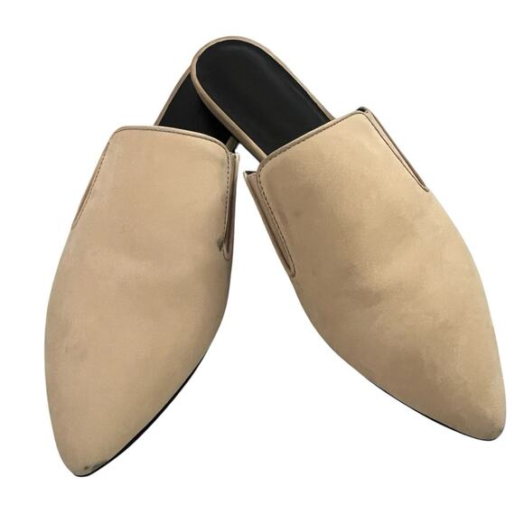 Jenni Kayne Oiled Leather Mule Size 37 US 7 Suede Point Toe Natural Minimalist - Picture 2 of 13